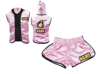 Boxing Set - Custom Women Boxing Hoodies and Boxing Shorts : Pink